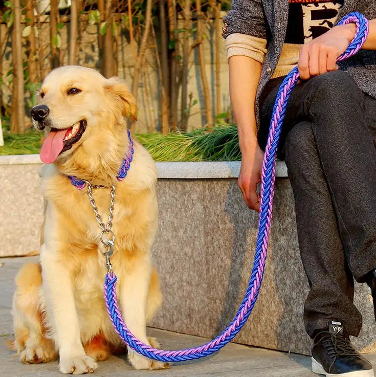 Double Rope Large Dog Leash & Metal P Chain Buckle - Best Puppy Pick
