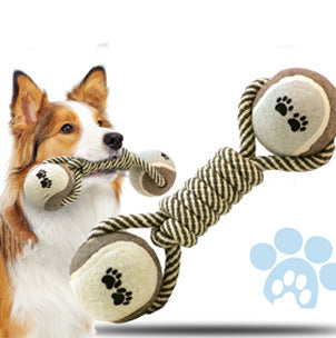 Dumbbell Rope Tennis Ball Chew Toy – Teeth Cleaning Fun – Best Puppy Pick - Best Puppy Pick